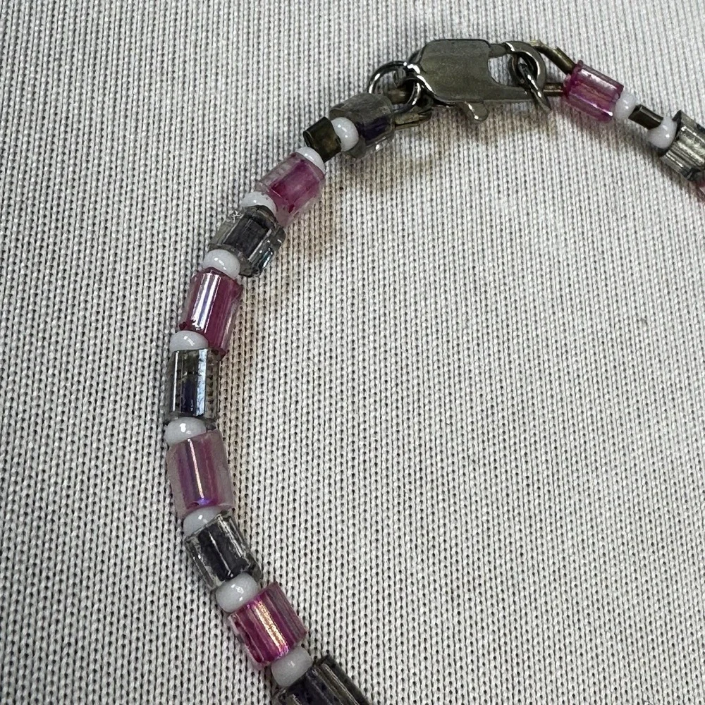 Pink & Gray Bead Bracelet - Child‎ Size